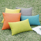 MIULEE Pack of 2 Decorative Outdoor Solid Waterproof Throw Pillow Covers Faux Linen Garden Farmhouse Coastal Cushion Cases for Summer Patio Tent Balcony Couch Sofa 20x12 Inch Turquoise