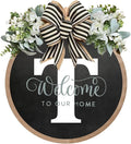 Circular Surname Front Door Welcome Sign - 26 Letter House Wreath, Front Porch Decorations, Year-Round Home Decor (T)