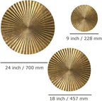 Decorlives Set of 3 Sunburst Metal Wall Art for Home Décor, Decorative Hanging Sculpture, Wall-Mount Decoration for Living Room Bedroom Farm House Cottage, Modern and Antique Figurine | Circular