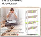 4NM No Assembly 4 Tiers Folding Bookshelf, 47.2" H Foldable Storage Shelves Vintage Bookcase Standing Racks Study Organizer Home Office - Natural White