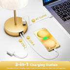 Gold Touch Lamps for Nightstand Set of 2 - Bedside Table Lamp for Bedroom with Dual USB Ports & AC Outlet, 3-Way Dimmable Lamps for Living Room Boys Room, Night Light with 5000K Daylight Bulbs