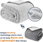 EMME Soft Sherpa Fleece Blanket Reversible Plush Fluffy Large Blanket, Light Weight Warm Decorative Boho Blanket Cover for Sofa, Couch, Bedroom,Travel(Plush Grey,60"x80")