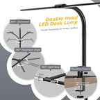 Desk lamp,LED Desk Lamps for Home Office,Eye-Care Architect Lamp for Desk with Clamp,Dual Screen Computer Monitor Gooseneck Smart Light:24W100 Lighting Models Adjustable Table Lamp for Study Drafting