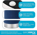 BIRDROCK HOME Round Ottoman Foot Stool – Soft Padded Modern Stool Design – Ideal for Living Room, Bedroom – Compact Footrest, Vanity Chair, Small Furniture – Foam Seating, Decorative Accent (Blue)
