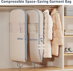 DIMJ 2 Pack 54" Space Saving Garment Bags for Hanging Clothes With Compression Zipper Carry Handles and Window, Washable Suit Bag for Dress, Clothes, Coats, Down Jacket, Closet Storage, Moving, Travel