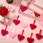 Syhood 12 Pcs Valentine's Day Felt Heart Ornaments Hanging Tree Decor for Wedding, Anniversary, Christmas Party Supplies, Winter Home Decorations(Pink. Red and Rose Red,Solid Color Style)