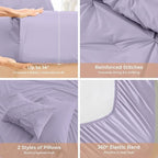Sasttie King Size Comforter Set, 7-Piece Bed in a Bag, Pintuck Bedding Sets for All Season, Includes Comforter, Flat Sheet, Fitted Sheet, Pillowcases and Pillowshams, Lavender