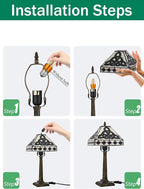 KY&BOSAM Tiffany Style Table Lamp Irish Celtic 17500 Lumens Stained Glass Art Style Fairy Lamp Night Light Shade E26 Bulb Holder Metal Base ON Off Switch Home Office Memory Lamp St Patrick's Day Gift