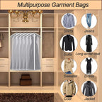 Garment Bag Covers 24''X54'' Lightweight White PEVA Breathable Bags (Pack of 6) with Study Full Zipper for Closet Clothes Storag (24''X55'', White)