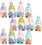 Lillian Vernon Gnome Blown Glass Easter Ornaments - Handcrafted Hanging Tree Decorations, Easter Gnome Holiday & Party Decor, Mini, Assorted, 12-Piece Set