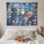 VUMIVI Cartoon Dog Tapestry Cute Puppy Pet Lovers Animal Theme Colorful Illustration Tapestry Wall Hanging for Living Room Bedroom Dorm Classroom Aesthetic Decor W40xL30in