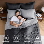 HEVUMYI Full Comforter Set - 7-Piece All Season Bed in a Bag Full, Ultra Soft Bedding Set with Comforter, Flat Sheet, Fitted Sheet, Pillowcases, Pillow Shams, Dark Grey & Light Grey