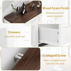 5 Drawer Dresser for Bedroom - Farmhouse 44.9" Tall Chest of Dresser with Large Storage, Rubst Wood Construction for Living Room, Hallway & Entryway - White (White & Brown)