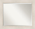 Amanti Art White Wall Mirror 27x33 Hardwood White Wash Rectangle Bathroom Mirror for Wall Decor Living Room, Large Country Rustic Wood Frame, Hangs Horizonally and Vertically, Bathroom Decor, Beveled