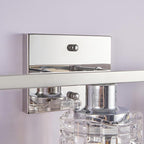 3 Light Silver Chrome Bathroom Vanity Light Over Mirror, Modern Vanity Lighting with Crystal Glass Shade, Wall Mount Bathroom Light Fixtures, E26 Base