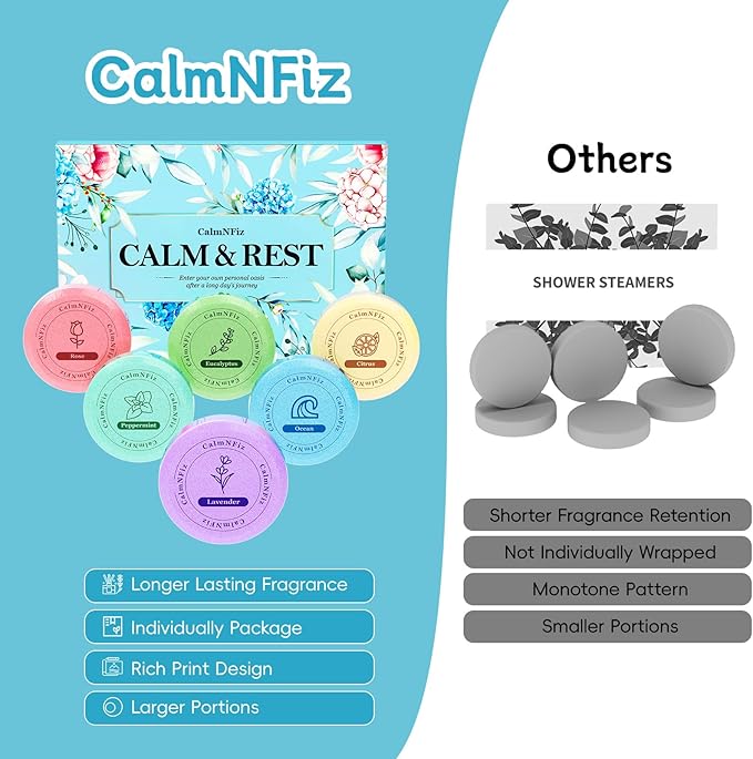 6 Pack Shower Steamers Aromatherapy, Stocking Stuffers for Women Men, Birthday Gifts for Her, Christmas White Elephant Gifts for Mom Adults Teen, Relaxation Self Care Natural Essential Oil