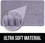 KANGAROO Bathroom Rugs, Chenille Soft Absorbent Bath Rug, Shaggy Shower Mat, Quick Dry Machine Wash Bathmat, Plush Carpet Mats for Tub, Bathtub and Room Home Decor Accessories, 24x17, Light Purple