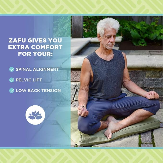 Bean Products Zafu Meditation Pillows for Sitting on Floor, Yoga Cushion, Cotton/Buckwheat Fill Yoga Pillow, Zafu Meditation Cushion, Zen Kneeling Prayer Pad- Made in USA - 14"x18" Oval - Navy