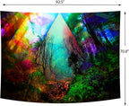Delur Forest Tapestry Tree of Life Tropical Rainforest Tapestry Wall Hanging Colorful Nature Landscape Mystical Psychedelic Spiritual Headboard for Bedroom Living Room Home Decor (70.8" x 92.5")