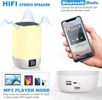 Night Light Bluetooth Speaker Alarm Clock, Sound Machine with White Noise, Touch Bedside Lamp for Bedroom, Dimmable Warm Light, 8 RGB Color Changing, Ideal Gift for 10-15 Year Old Teenage Boys Girls
