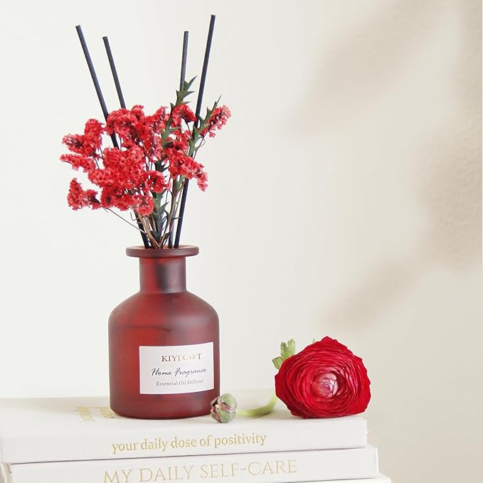 Reed Diffuser Set – Scented Diffuser with Sticks Home Fragrance Diffusers for Home Reed Diffuser for Bathroom Shelf Decor (4.06oz Gardenia White Tea)