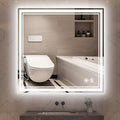 26“ x 26” LED Mirror for Bathroom Front and Backlit Anti-Fog Dimmable 3 Colors LED Bathroom Mirror with Lights Memory Function Smart Mirror Touch Sensor Square Wall Mounted