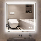 26“ x 26” LED Mirror for Bathroom Front and Backlit Anti-Fog Dimmable 3 Colors LED Bathroom Mirror with Lights Memory Function Smart Mirror Touch Sensor Square Wall Mounted