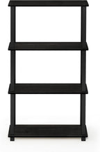 Furinno TURN-S-TUBE Storage Shelves, 4-Tier Book Shelf, Corner Shelf, Toolless Open Shelves, for Organization and Storage, Living Room, Garage, Home Office, Espresso