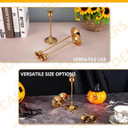 Taper Candle Holder Tall Vintage Metal Candlestick Holders Candle Stick Candelabra for Halloween Thanksgiving Christmas Holiday Wedding (Gold, 1 Set (3 pcs))