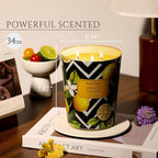HomeLights Scented Candles | Large Jar 34 Oz Natural Soy Candle | 130 hrs Long-Lasting with 3 Wicks | Eclectic Mixed Styles Home Decor | Gifts for Mom & Women, Amalfi Lemon