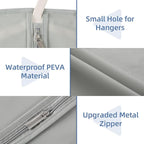 43" Garment Bags for Hanging Clothes, Suit Bags for Closet Storage and Travel, Grey Suit Cover Bags with Clear Window for Coats, Jackets, Shirts (2 Packs)