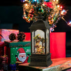 Eldnacele Nativity Music Snow Globe Lantern with 6 Hour Timer, Battery Operated & USB Powered Singing Lighted Lamp Swirling Water Glittering Christmas Decoration Holiday Decor Lantern