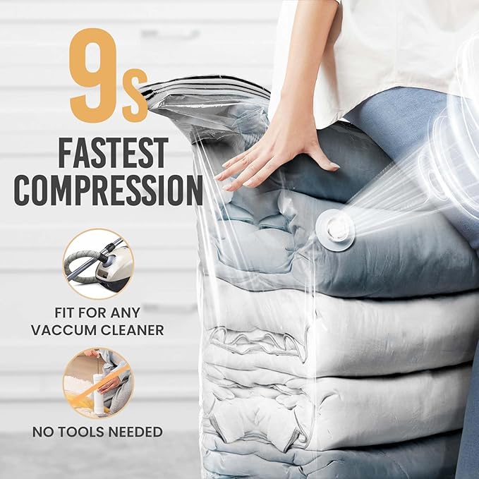 TAILI 8 Pack Vacuum Storage Bags, Jumbo Cube (31x40x15 Inch), Extra Large Vacuum Seal Bags for Comforters, Blankets, Bedding, Clothes, Closet Organization Space Saving, Clear