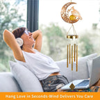 JOBOSI Moon Cardinal Wind Chimes Gift, Solar Cardinal Light, Solar Wind Chimes for Outside, Mother's Day Wind Chime, Gift for Mothers, Women, Grandmothers, Outdoor Garden Lawn Yard Decor