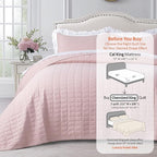Oversized King Quilt Set 112"x106" – Soft Washed 3-Layer Lightweight California King Bedspread, Minimalist Nordic Design, All-Season Spring & Summer Quilt Set (1 Quilt + 2 Pillow Shams), Blush Pink