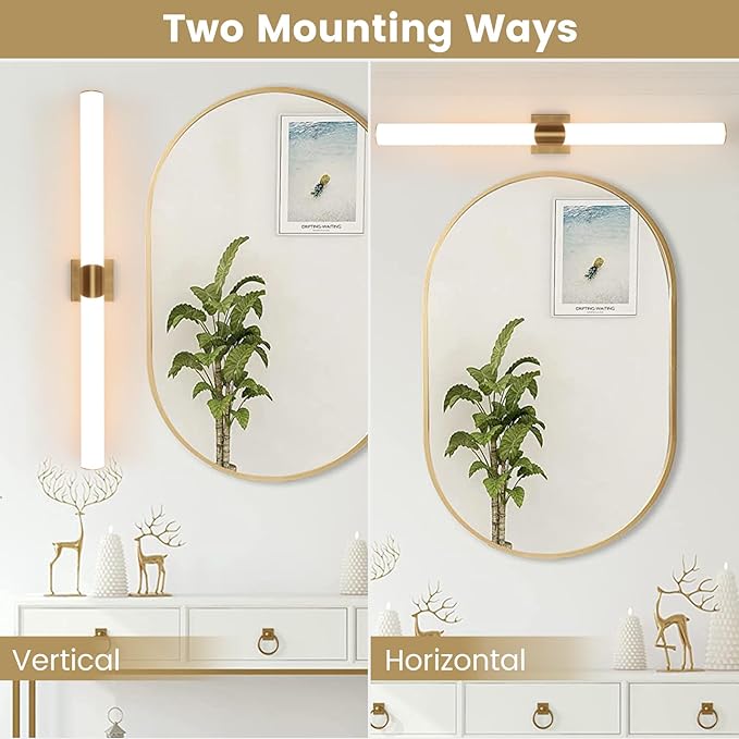 Modern Wall Sconce 38.2 Inch Gold Bathroom Sconces Led Wall Lights with Acrylic Shade Hardwired Long Vanity Lighting Fixtures Over Mirror for Bedroom Living Room Hallway