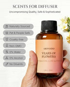 Aromadd Years of Flowers Diffuser Oil Inspired by Luxury Hotel Scent, Essential Oils for Waterless Diffuser, Freesia & Osmanthus, Long-Lasting & Natural Home Fragrance - 3.38 fl oz (100 mL)