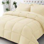 JOLLYVOGUE King Comforter Set, Ultra-Soft Bed in a Bag King Size 7 Pieces, Oeko-TEX Certified Bedding Set with Down Alternative Comforter, Sheets, Pillowcases & Shams, Light Yellow