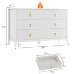 GarveeHome Fluted Dresser for Bedroom, 54 Inch Wide 6-Drawer Wood Dresser, Modern Chest of Drawers, Storage Organizer Cabinet for Living Room, Hallway, Entryway, White