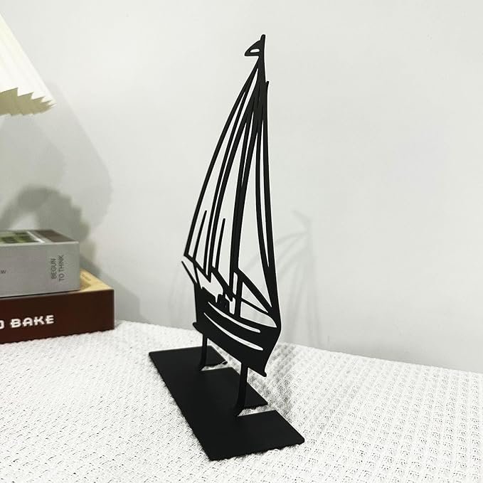 Metal Sailboat Table Decor, Sailing Tabletop Decor, Coastal Sea Metal Decor, Sailboat Decoration, Sail Boat Art Work, Nautical Decoration for Living Room Bookshelf