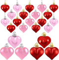 24 Pieces Heart Shaped Ornaments Valentine's Day Heart Ornaments for Valentine's Day, Hearts Baubles Decorations for Valentines Wedding Anniversary Home Party Decor(Red, Pink)