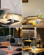 Cordless Table Lamp Set of 2, Rechargeable 5000mAh Battery Powered Outdoor Table Lamps(Silver)