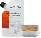 Azuna Air Freshener & Odor Eliminator for Strong Odor | 1 Room Kit Includes (1) Empty Luxe Glass Jar & 8oz Refill with Tea Tree Essential Oil Gel | Sandalwood | Last 60-90 Days