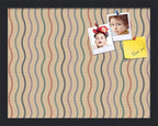 PinPix 18x14 Inch Cork Bulletin Board. This Decorative Framed Pin Board Comes with Multi Color Waves Design and a Satin Black Frame. Ideal for Home Office Decor or Message Board (PinPix-565)
