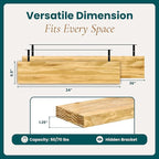 36'' Pine Wood Floating Shelves for Wall- Set of 2 - Rustic Wall Mounted Wooden Shelf for Stylish Home Décor (Natural, 36x6.5x1.25) - 2pcs