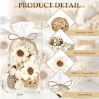 Riceshoot 2 Pack Decorative Balls Potpourri Bowl Filler Decor Natural Vase Bowl Filler Assorted Spherical Rattan Twigs Wicker Balls Cotton for Home Centerpiece(White)