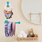 8Pcs Scrunchie Holder Stand Hai Tie Organizer, Girls Hair Accessories Organizer Storage for Headband Hairband Hair Ties, Acrylic Clear Glitter Adhesive Scrunchy Holder Scrunchie Tower Storage