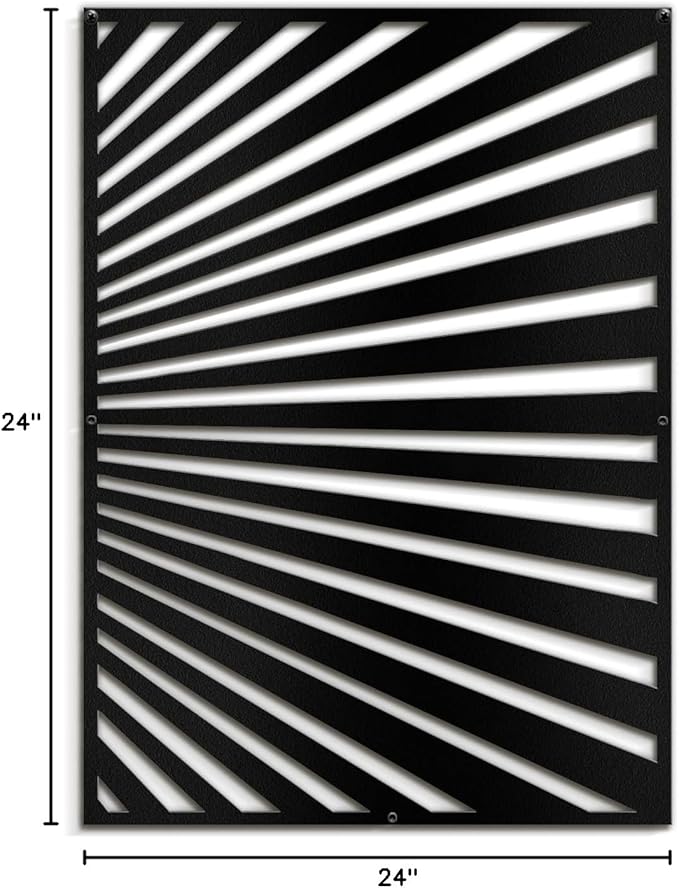 SIGNLEADER Metal Wall Art Decor Black Stripe Pattern Minimalist Modern Abstract Wall Sculpture Hangings Home Decoration for Living Room, Bedroom, Bathroom, Kitchen, Outdoor - 24" Black