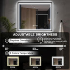 48x40 LED Lighted Bathroom Mirror - Black Aluminum Framed (Front and Backlit), Anti-Fog Bathroom Mirror with Lights,Stepless Dimmable LED Mirror,3 Colors Smart Mirror(Horizontal/Vertical)