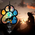 LOVELYPOD Personalized Dog Memorial Suncatcher, Custom Pet Memorial Gifts for Loss of Dog, SunCatcher Gift for Someone Who Lost A Pet, Stained Glass Acrylic Sympathy, Hanging Garden Decor with Paw